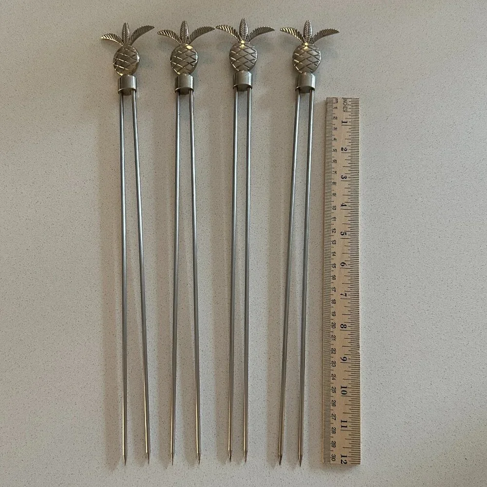 4 Metal Pineapple Meat Skewers NWOT